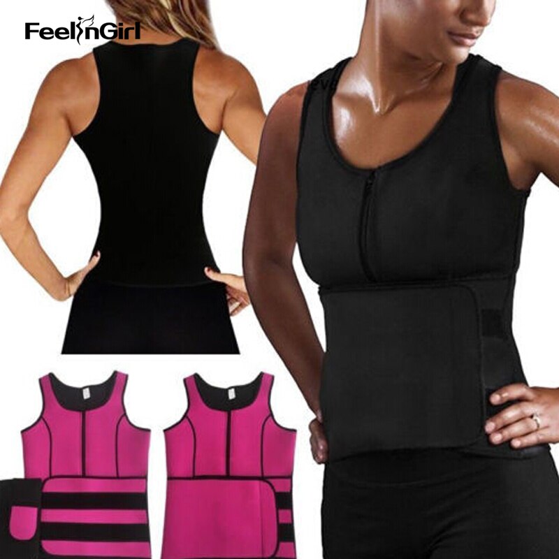 FeelinGirl Women Neoprene Waist Trainer Vest Workout Corset Body Shaper Tummy Fat Burner 